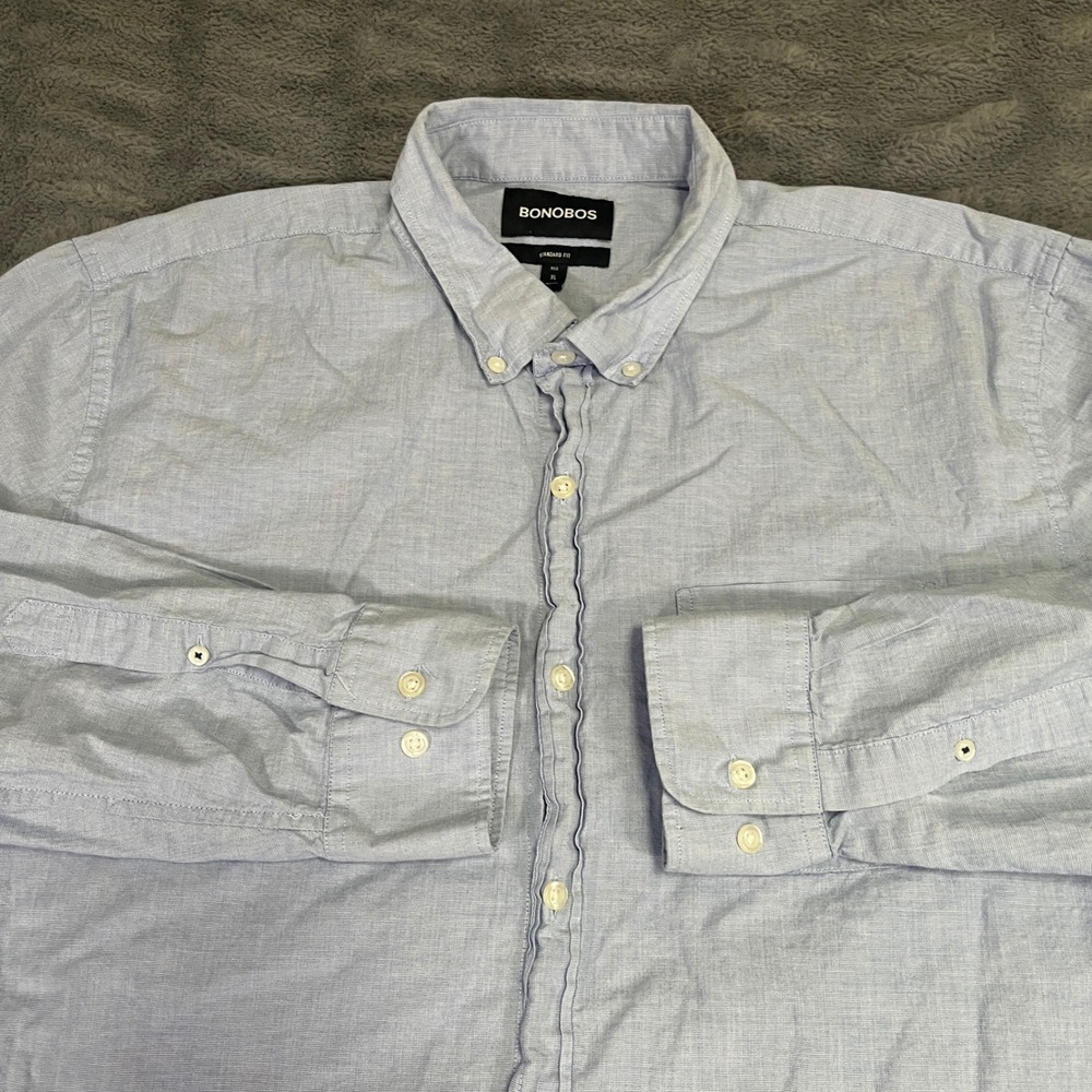 Bonobos Standard Fit Button Down Shirt Mens XL Blue‎ Long Sleeve Stretch Cotton